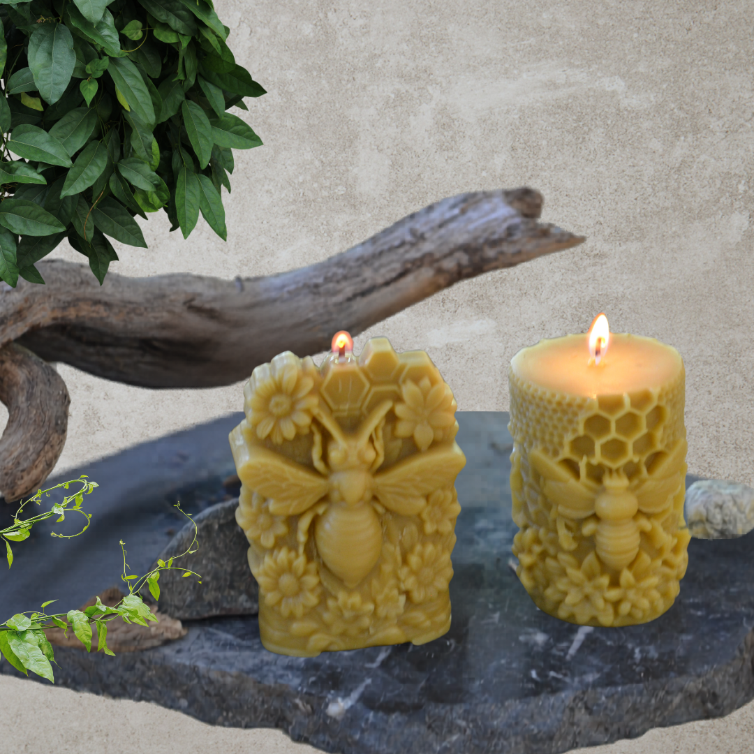 Beeswax Bee Candle Set – Pack of 2
